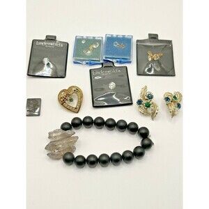 Vintage Repair Parts Jewelry Lot Rhinestones Zirc Hematine Cameo Earring…